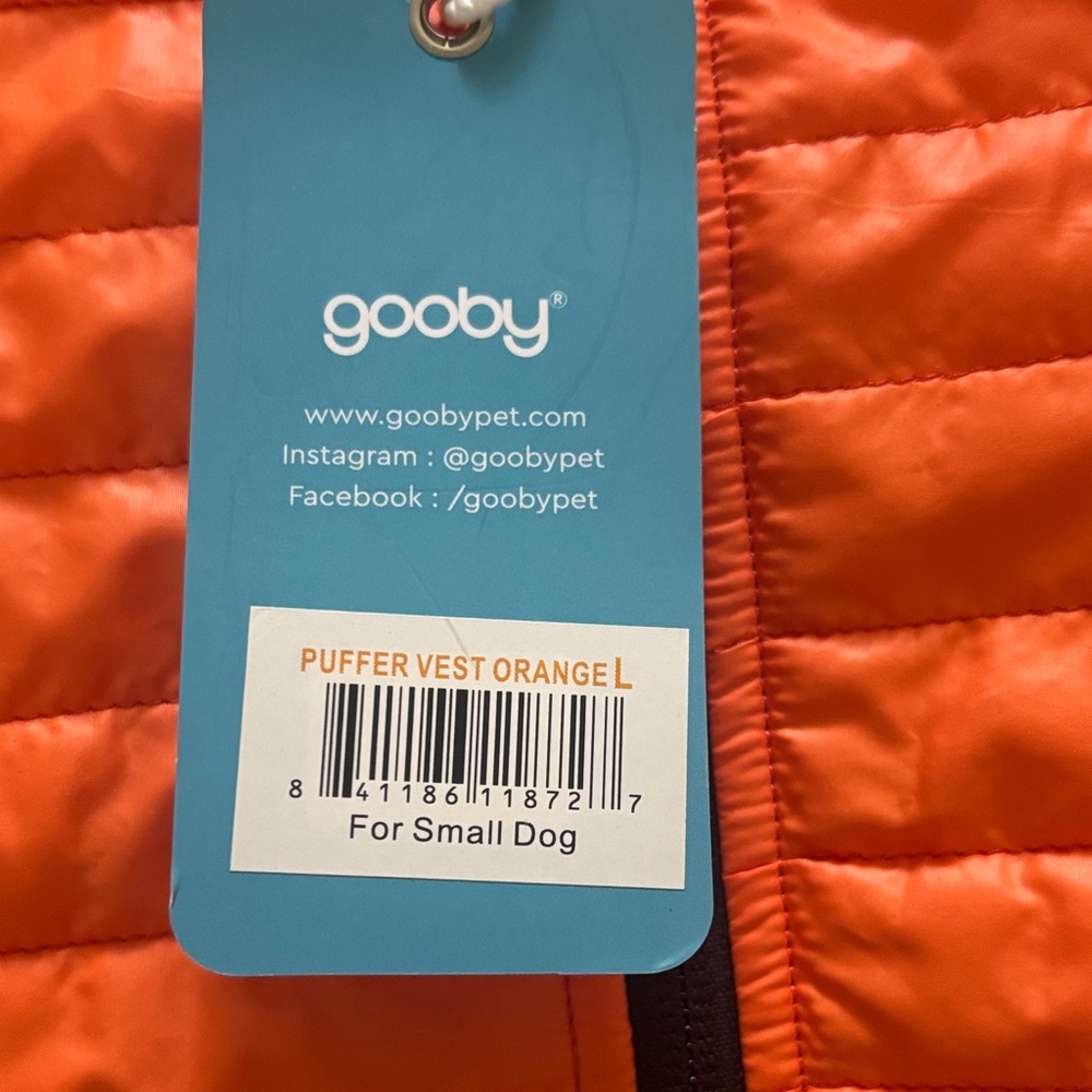 Dog Orange Puffer Vest with D-Ring Harness Loop - Picture 3 of 5